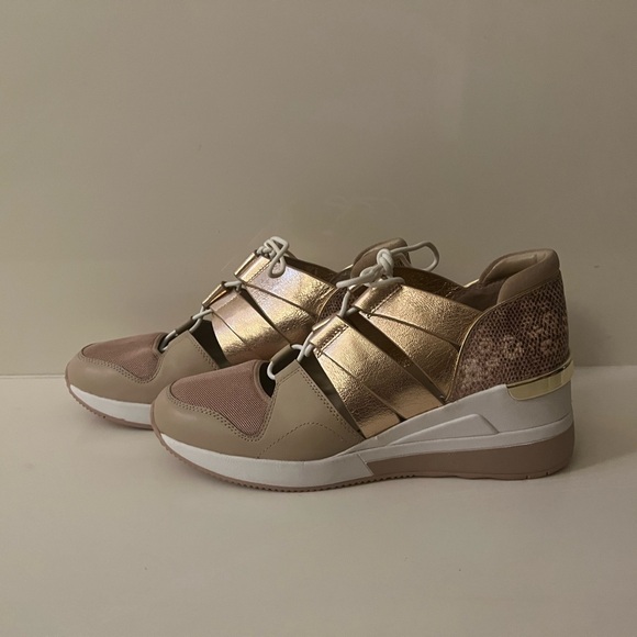 Michael Kors Shoes - Michael Kors Gold and Tan Sneakers Size 8